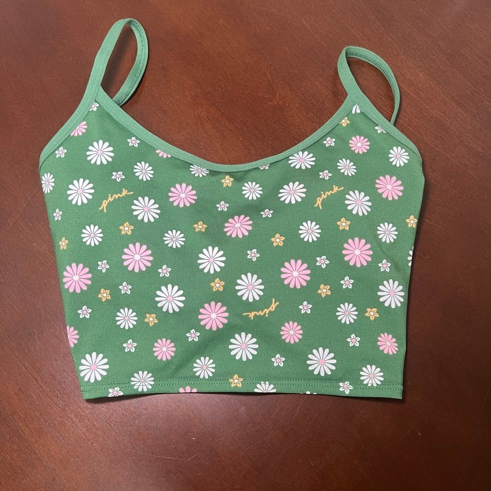 Green floral Victoria secret active top size XS